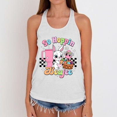 So Hoppin Boujee Cute Bunny Easter Day Easter Egg Women's Knotted Racerback Tank