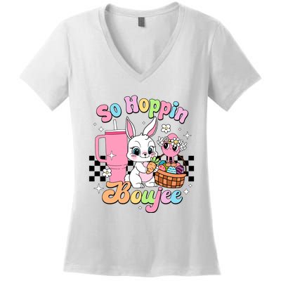 So Hoppin Boujee Cute Bunny Easter Day Easter Egg Women's V-Neck T-Shirt