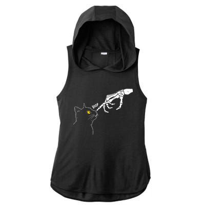 Skeleton Hand Boop Funny Halloween Black Cat Lover Ladies PosiCharge Tri-Blend Wicking Draft Hoodie Tank