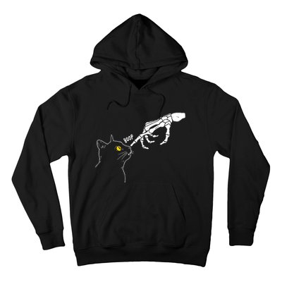 Skeleton Hand Boop Funny Halloween Black Cat Lover Hoodie