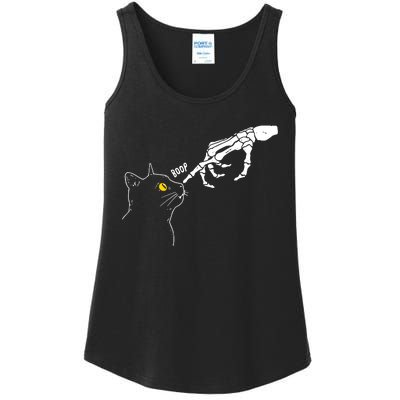 Skeleton Hand Boop Funny Halloween Black Cat Lover Ladies Essential Tank