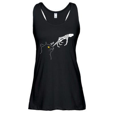 Skeleton Hand Boop Funny Halloween Black Cat Lover Ladies Essential Flowy Tank