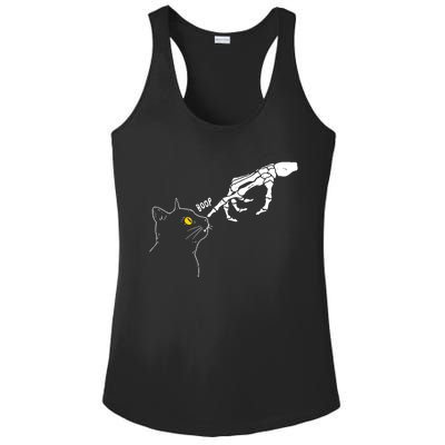 Skeleton Hand Boop Funny Halloween Black Cat Lover Ladies PosiCharge Competitor Racerback Tank