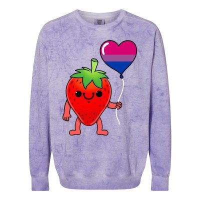 Strawberry Heart Balloon Bisexual Pride Cute Gift Colorblast Crewneck Sweatshirt