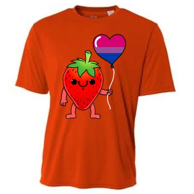 Strawberry Heart Balloon Bisexual Pride Cute Gift Cooling Performance Crew T-Shirt