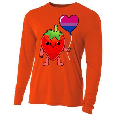 Strawberry Heart Balloon Bisexual Pride Cute Gift Cooling Performance Long Sleeve Crew