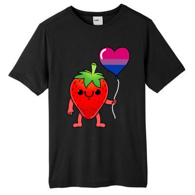 Strawberry Heart Balloon Bisexual Pride Cute Gift Tall Fusion ChromaSoft Performance T-Shirt