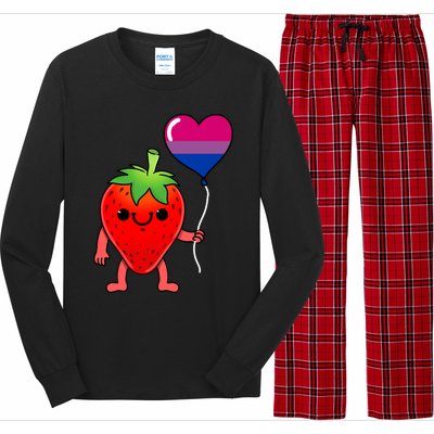 Strawberry Heart Balloon Bisexual Pride Cute Gift Long Sleeve Pajama Set