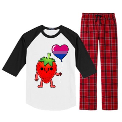 Strawberry Heart Balloon Bisexual Pride Cute Gift Raglan Sleeve Pajama Set