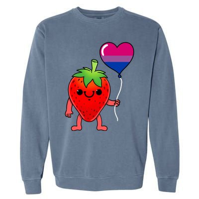 Strawberry Heart Balloon Bisexual Pride Cute Gift Garment-Dyed Sweatshirt