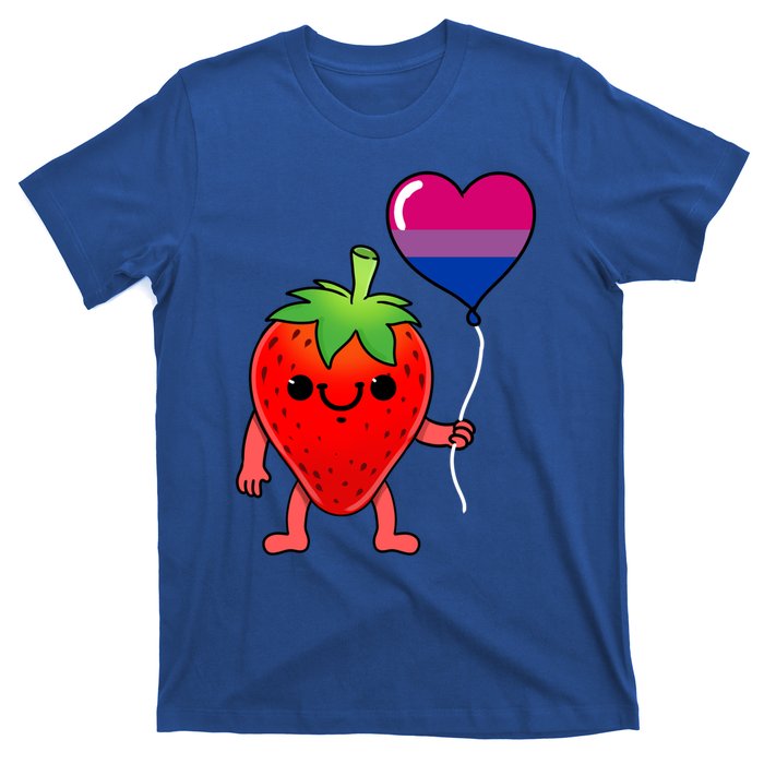 Strawberry Heart Balloon Bisexual Pride Cute Gift T-Shirt