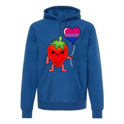 Strawberry Heart Balloon Bisexual Pride Cute Gift Premium Hoodie