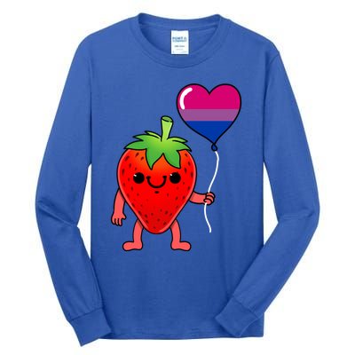 Strawberry Heart Balloon Bisexual Pride Cute Gift Tall Long Sleeve T-Shirt