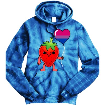 Strawberry Heart Balloon Bisexual Pride Cute Gift Tie Dye Hoodie