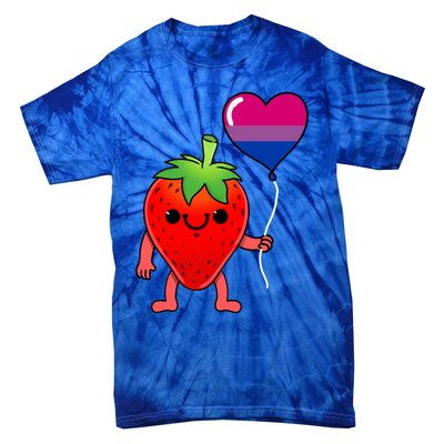 Strawberry Heart Balloon Bisexual Pride Cute Gift Tie-Dye T-Shirt