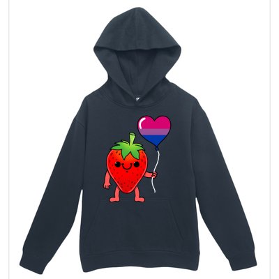 Strawberry Heart Balloon Bisexual Pride Cute Gift Urban Pullover Hoodie