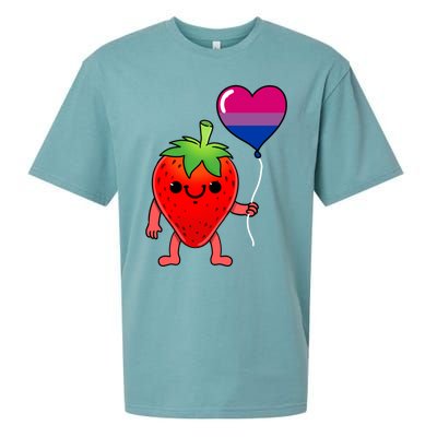 Strawberry Heart Balloon Bisexual Pride Cute Gift Sueded Cloud Jersey T-Shirt