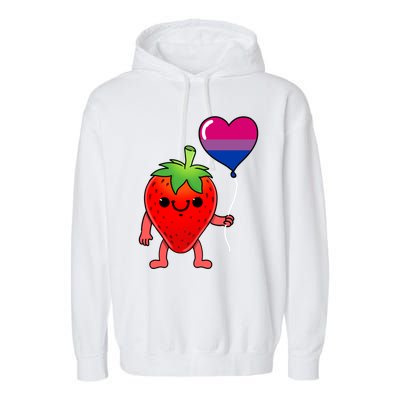 Strawberry Heart Balloon Bisexual Pride Cute Gift Garment-Dyed Fleece Hoodie