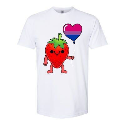 Strawberry Heart Balloon Bisexual Pride Cute Gift Softstyle CVC T-Shirt