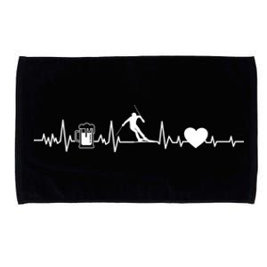 Skiing Heartbeat Beer Skier Skiing Heartbeat Meaningful Gift Microfiber Hand Towel