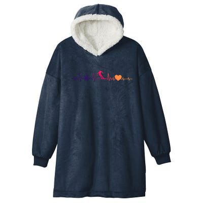 Skiing Heartbeat Beer Skier Skiing Heartbeat Gift Hooded Wearable Blanket