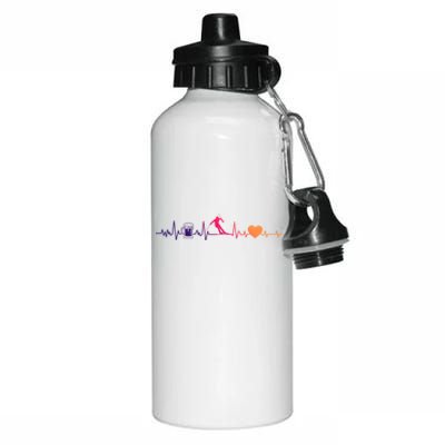 Skiing Heartbeat Beer Skier Skiing Heartbeat Gift Aluminum Water Bottle