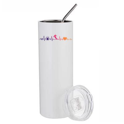 Skiing Heartbeat Beer Skier Skiing Heartbeat Gift Stainless Steel Tumbler