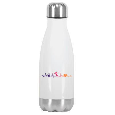 Skiing Heartbeat Beer Skier Skiing Heartbeat Gift Stainless Steel Insulated Water Bottle