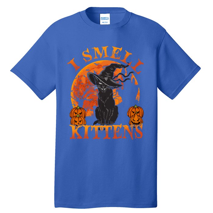 Scary Halloween BlackCat Costume Witch Hat And Moon Vintage Gift Tall T-Shirt