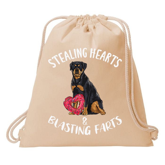 Stealing Hearts Blasting Farts Rottweiler Valentines Day Drawstring Bag
