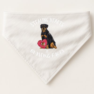 Stealing Hearts Blasting Farts Rottweiler Valentines Day USA-Made Doggie Bandana