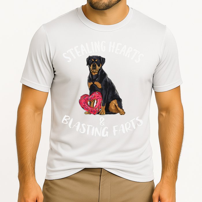 Stealing Hearts Blasting Farts Rottweiler Valentines Day Cooling Performance Crew T-Shirt