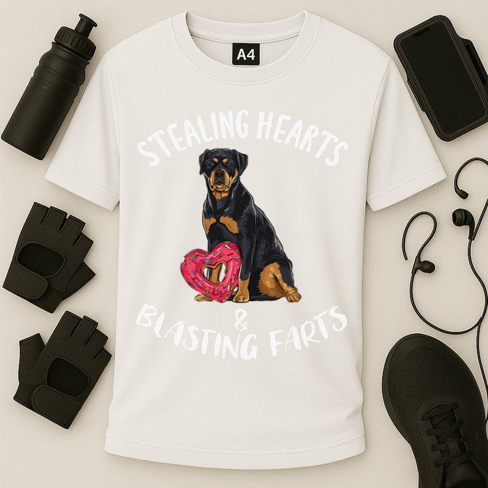 Stealing Hearts Blasting Farts Rottweiler Valentines Day Cooling Performance Crew T-Shirt