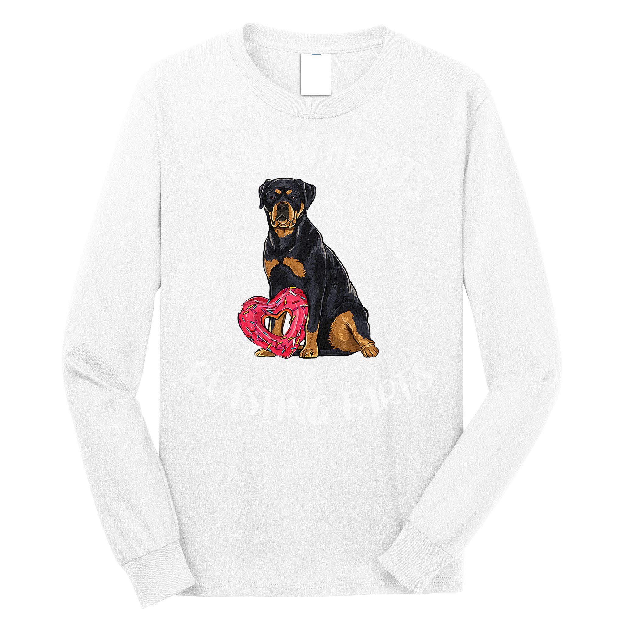Stealing Hearts Blasting Farts Rottweiler Valentines Day Long Sleeve Shirt