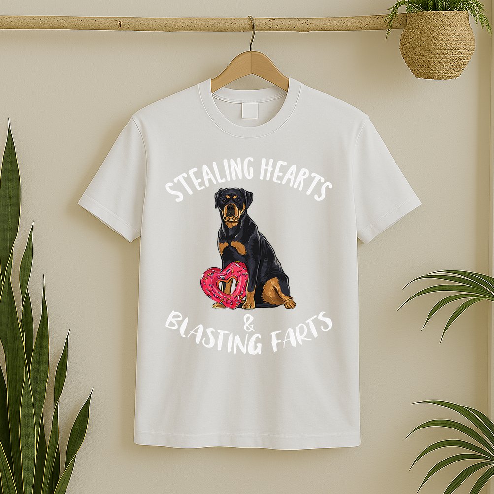 Stealing Hearts Blasting Farts Rottweiler Valentines Day T-Shirt