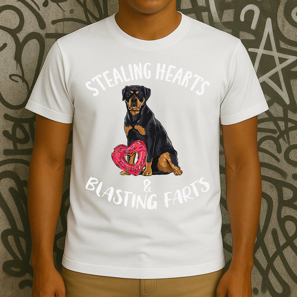 Stealing Hearts Blasting Farts Rottweiler Valentines Day T-Shirt