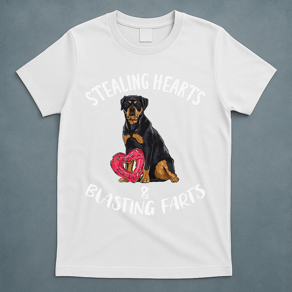 Stealing Hearts Blasting Farts Rottweiler Valentines Day T-Shirt