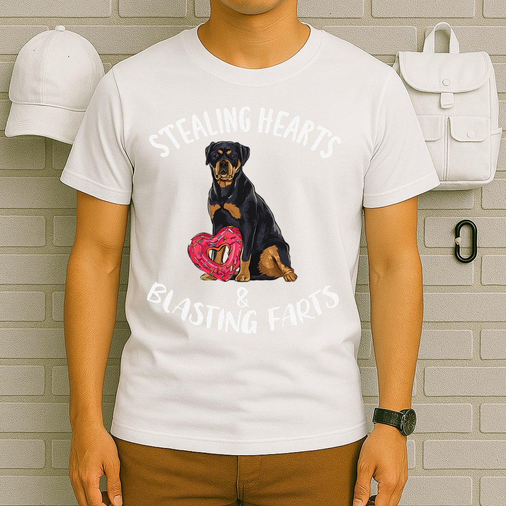 Stealing Hearts Blasting Farts Rottweiler Valentines Day T-Shirt