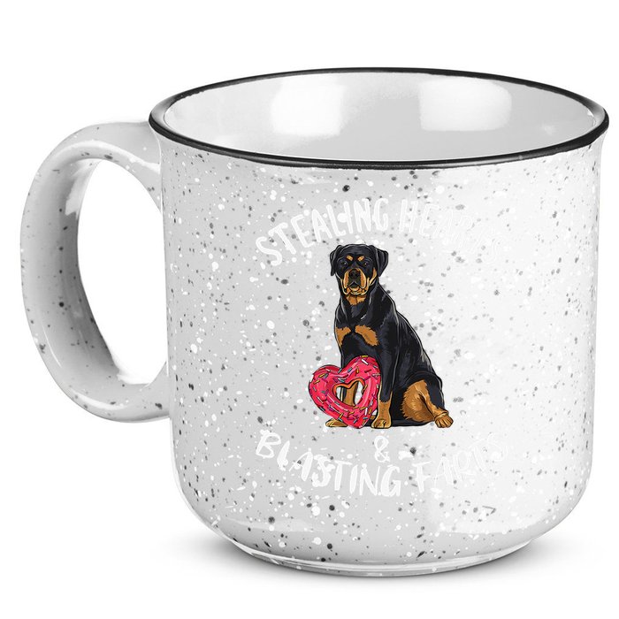 Stealing Hearts Blasting Farts Rottweiler Valentines Day 15oz Campfire Ceramic Mug