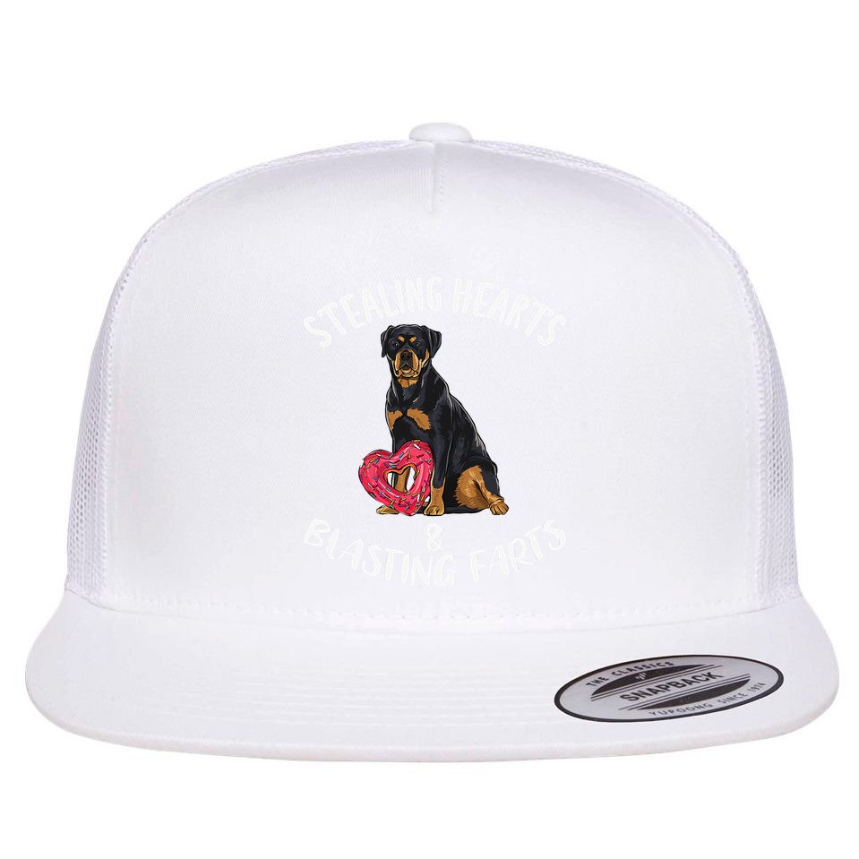 Stealing Hearts Blasting Farts Rottweiler Valentines Day Flat Bill Trucker Hat