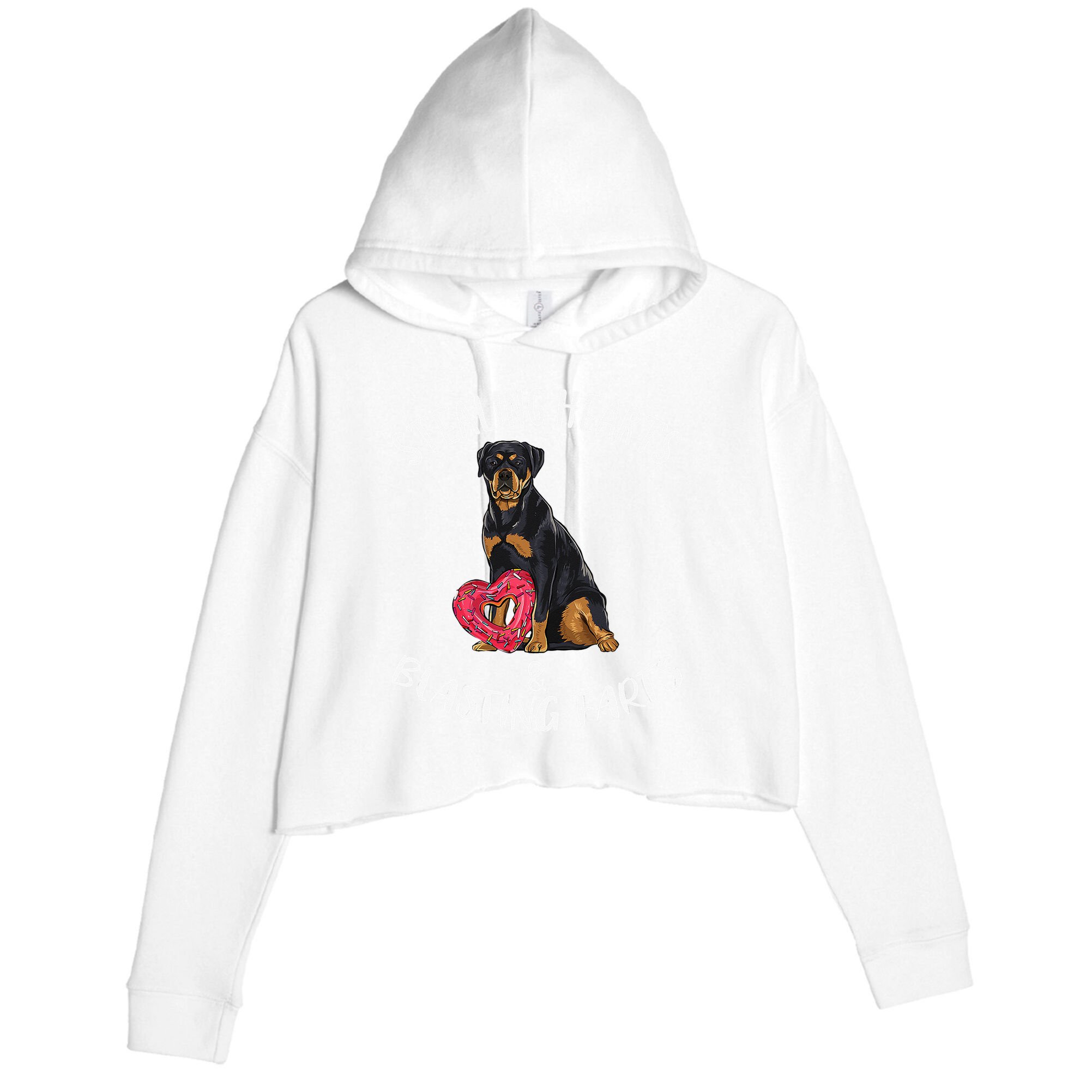 Stealing Hearts Blasting Farts Rottweiler Valentines Day Crop Fleece Hoodie
