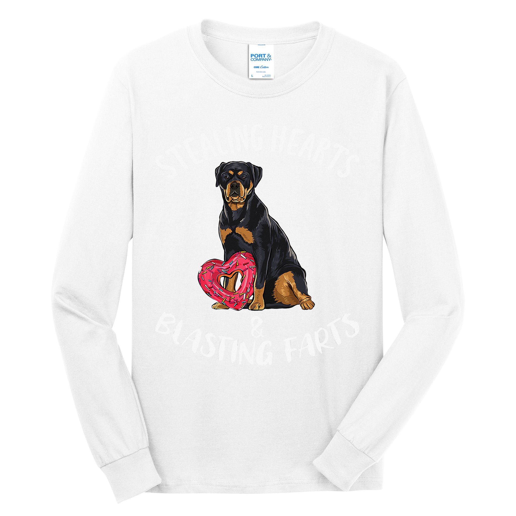 Stealing Hearts Blasting Farts Rottweiler Valentines Day Tall Long Sleeve T-Shirt