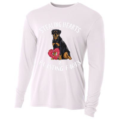 Stealing Hearts Blasting Farts Rottweiler Valentines Day Cooling Performance Long Sleeve Crew