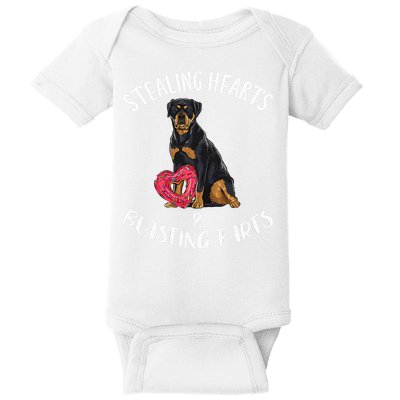 Stealing Hearts Blasting Farts Rottweiler Valentines Day Baby Bodysuit