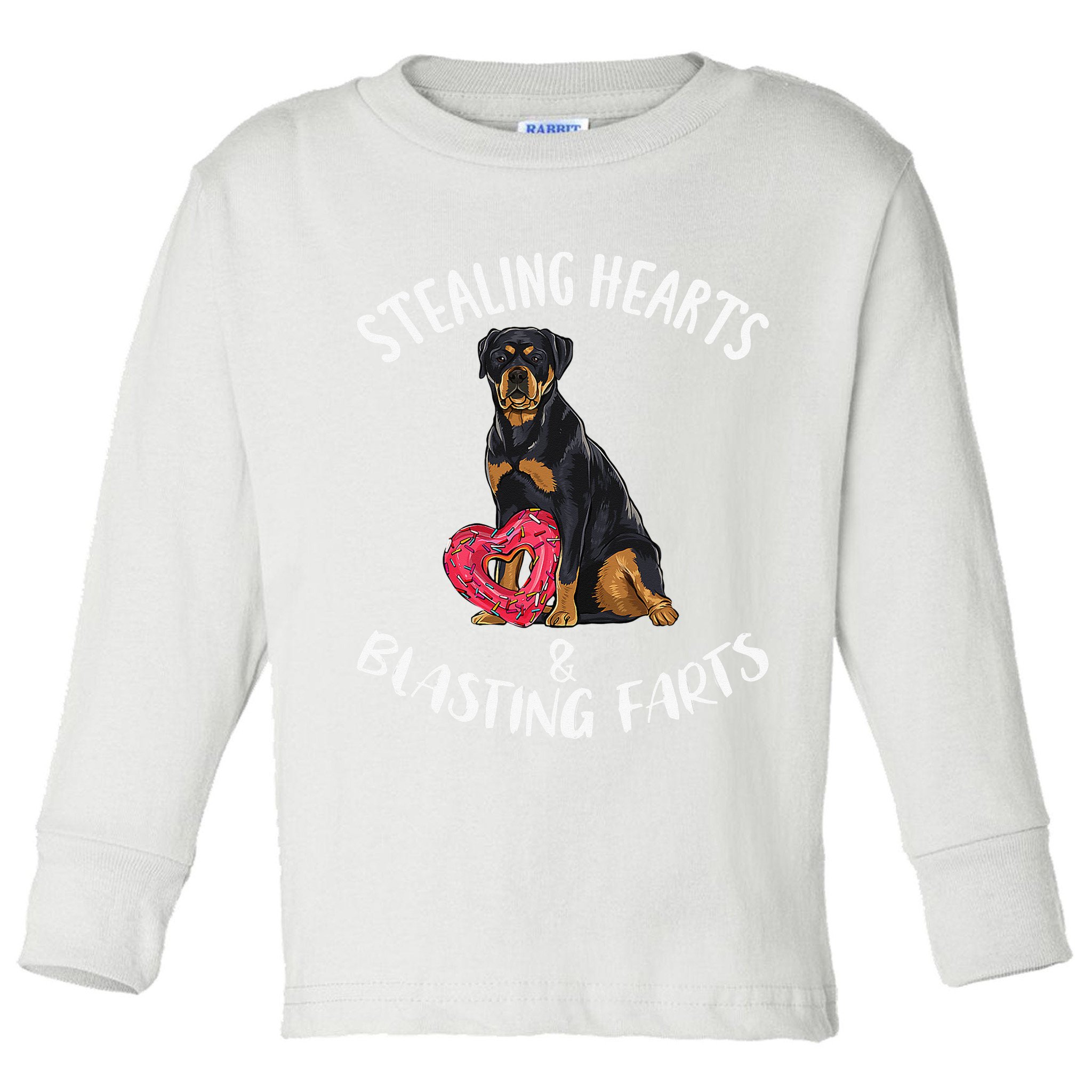 Stealing Hearts Blasting Farts Rottweiler Valentines Day Toddler Long Sleeve Shirt