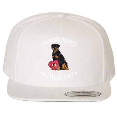 Stealing Hearts Blasting Farts Rottweiler Valentines Day Wool Snapback Cap