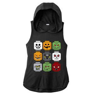 Spooky Halloween Building Brick Head Pumpkin Ghost Zombie Costume Ladies PosiCharge Tri-Blend Wicking Draft Hoodie Tank