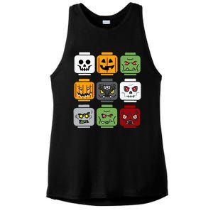 Spooky Halloween Building Brick Head Pumpkin Ghost Zombie Costume Ladies PosiCharge Tri-Blend Wicking Tank