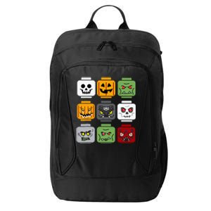 Spooky Halloween Building Brick Head Pumpkin Ghost Zombie Costume City Backpack