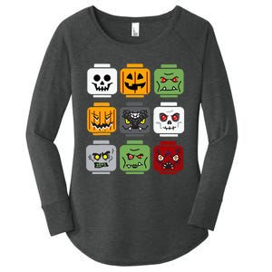 Spooky Halloween Building Brick Head Pumpkin Ghost Zombie Costume Women's Perfect Tri Tunic Long Sleeve Shirt